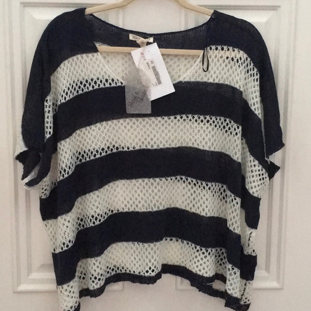 Hem & Thread Sweater, NWT, One Size, Navy/White